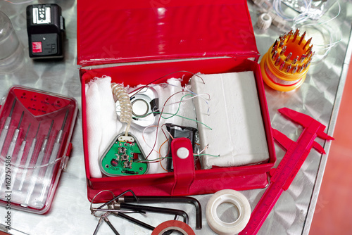 Close up shot of improvised explosive device bomb photo