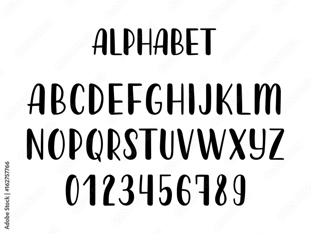 Hand drawn latin calligraphy brush alphabet of capital letters. Vector  Stock Vector | Adobe Stock