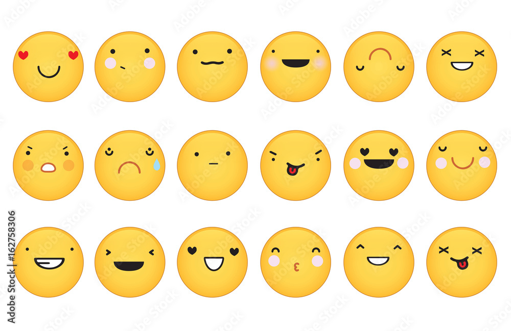 Cute set of round emotion faces. Cute set of round emotion faces.