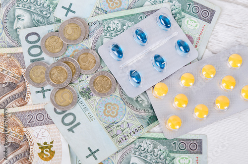 Pills and polish zloty bills