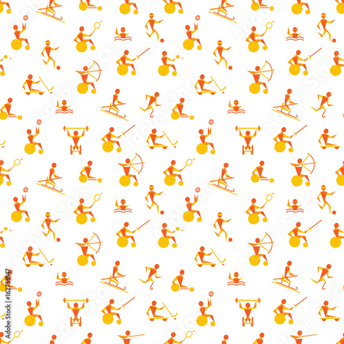 Vector seamless pattern with icons of disabled sportsmen