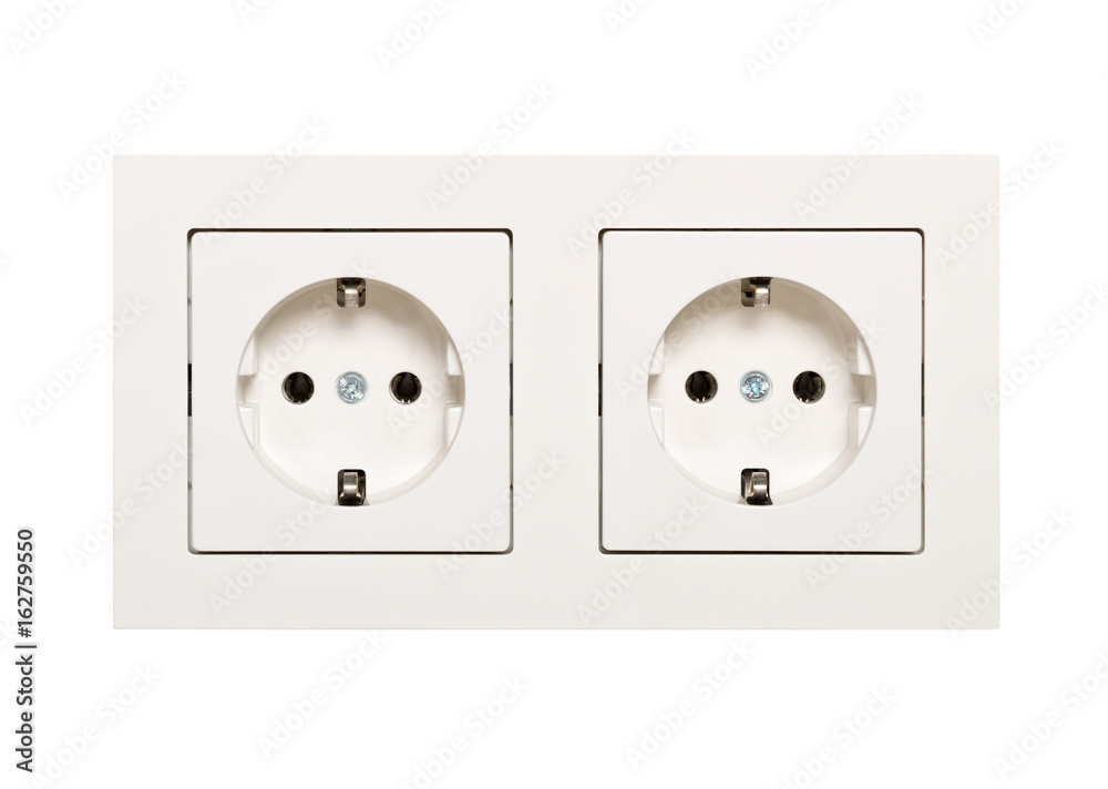 Empty, unplugged european wall outlet close up isolated Empty, unplugged european wall outlet close up isolated