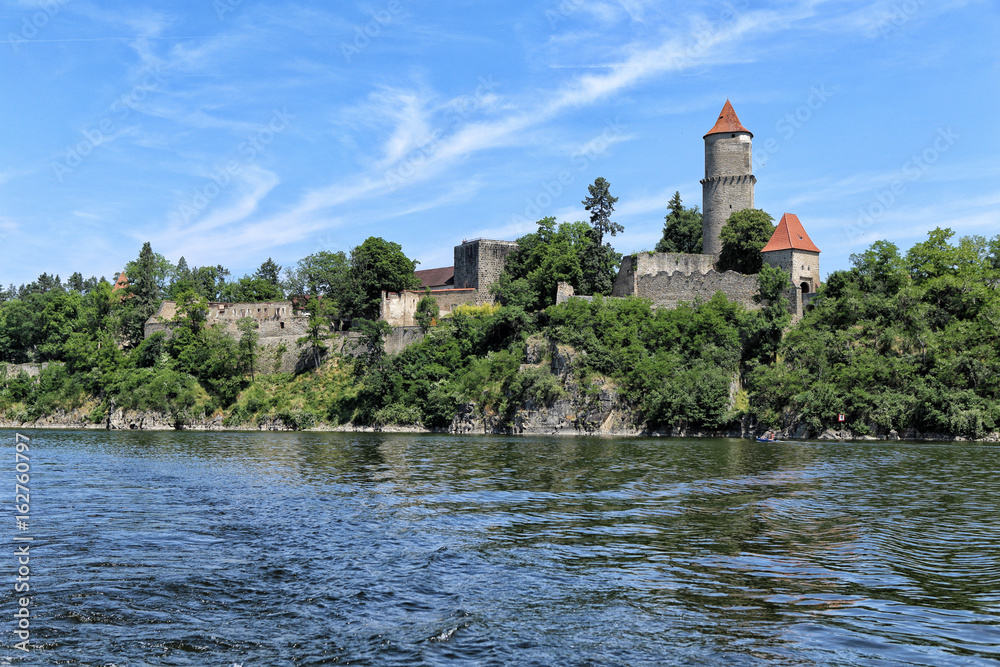 Zvikov castle on the shore of the water reservoir