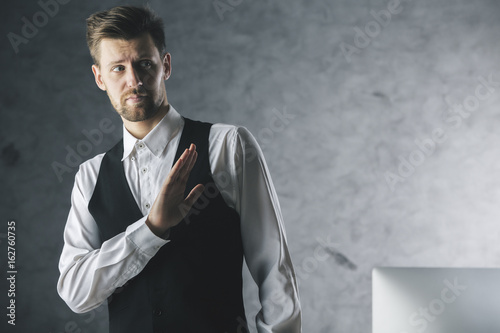 Businessman saying no