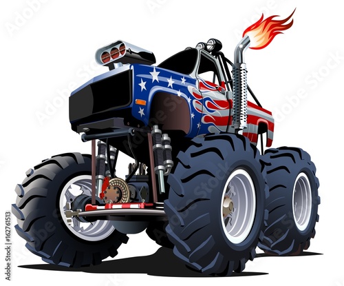 Cartoon Monster Truck. Available EPS-10 separated by groups and layers with transparency effects for one-click repaint
