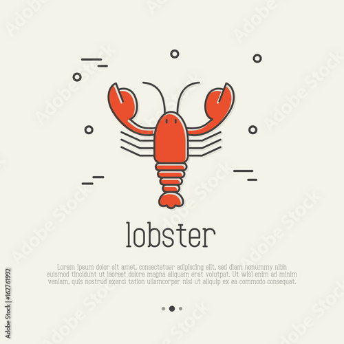 Red lobster thin line icon. Seafood, delicacy vector illustration for logo of restaurant and menu.