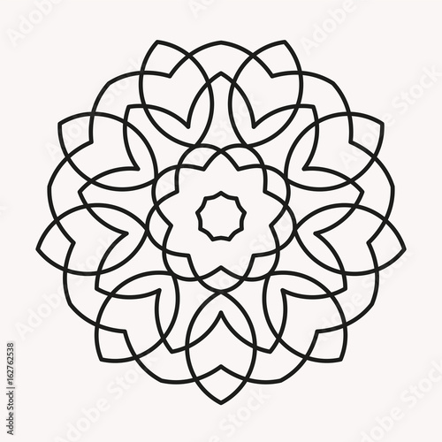 Simple Mandala Shape for Coloring. Vector Mandala. Floral. Flower. Oriental. Book Page. Outline.