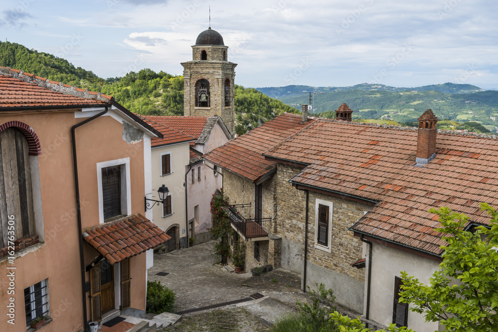 Village of  Montechiaro d'Acqui with Church, Italy