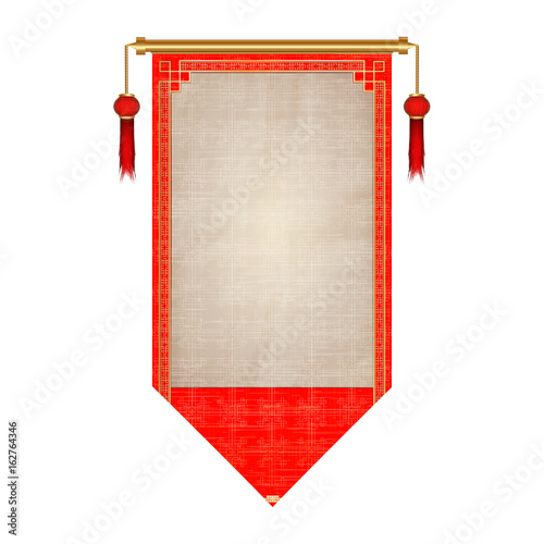 Traditional Asian red scroll paper sheet