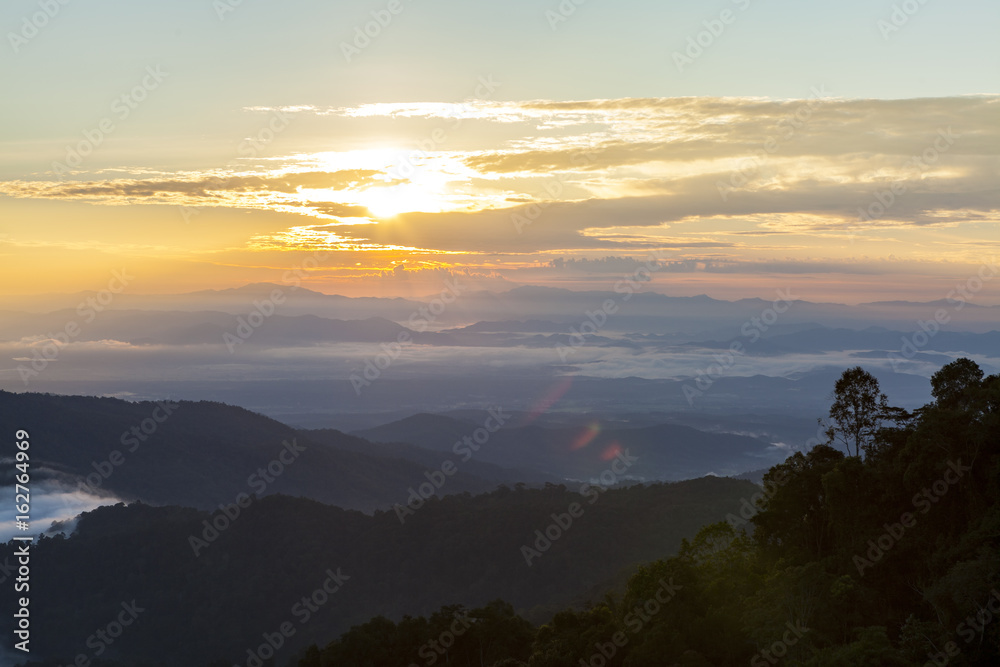 Beautiful natural in the morning on high mountain. Beautiful natural in the morning on high mountain.