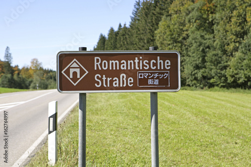 Traffic sign Romantic road, Bavaria