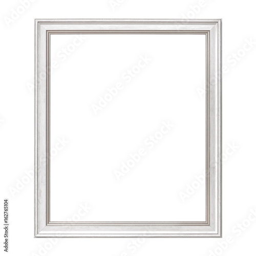 White Framework in antique style. Vintage picture frame isolated on white background