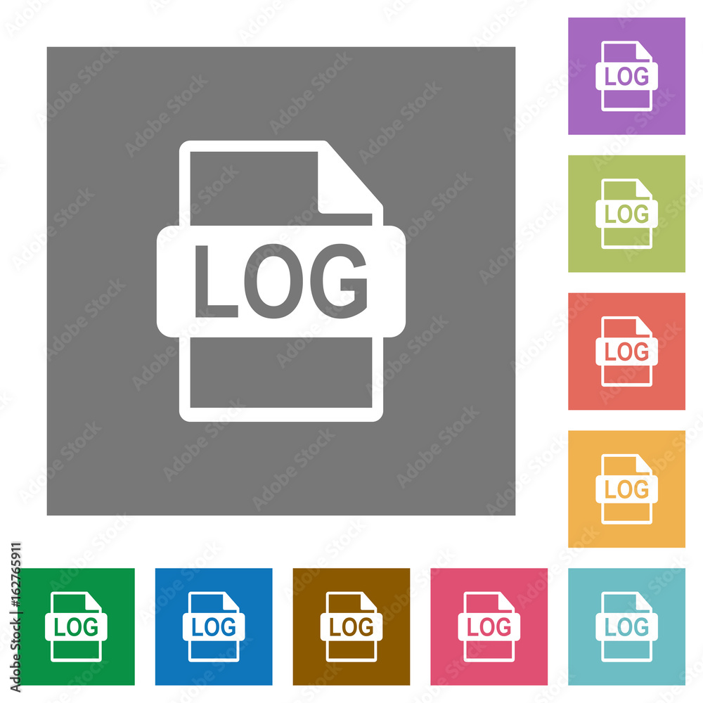 LOG file format square flat icons LOG file format square flat icons
