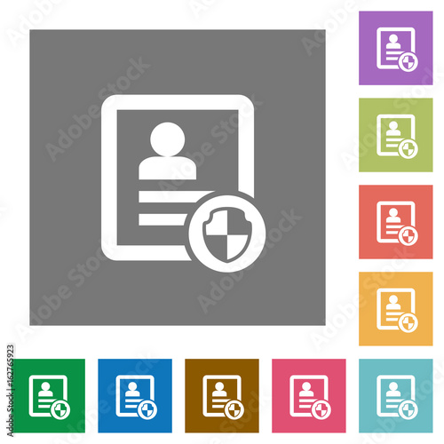 Protect contact square flat icons