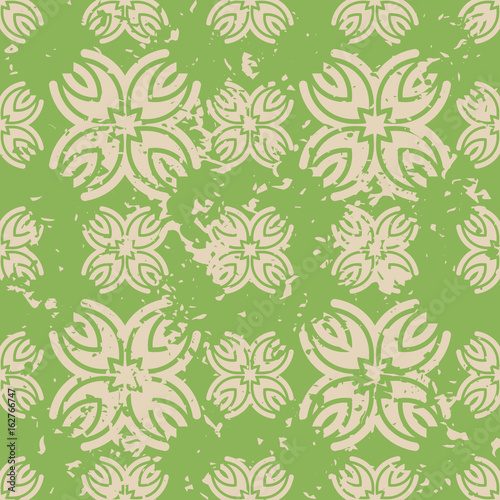 Abstract vintage ornamental pattern with fading and scratches, paint splashes. Vector template can be used for design of wallpaper, fabric, oilcloth, textile, wrapping paper and other design