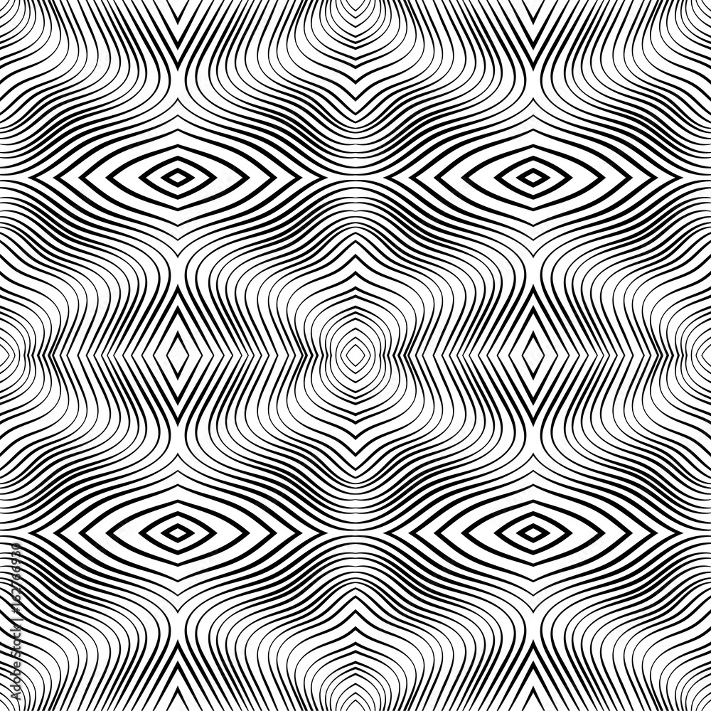 Abstract pattern, black and white stripes wavy .For Wallpaper,fabrics,t-shirts, and so on.Vector illustration.