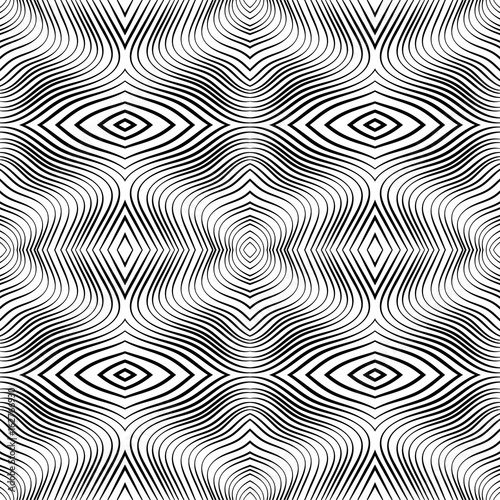 Wallpaper Mural Abstract pattern, black and white stripes wavy .For Wallpaper,fabrics,t-shirts, and so on.Vector illustration. Torontodigital.ca