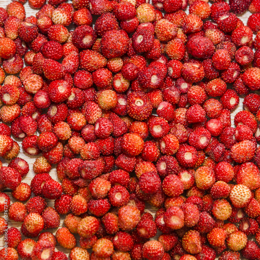 Forest strawberries, top view Forest strawberries, top view