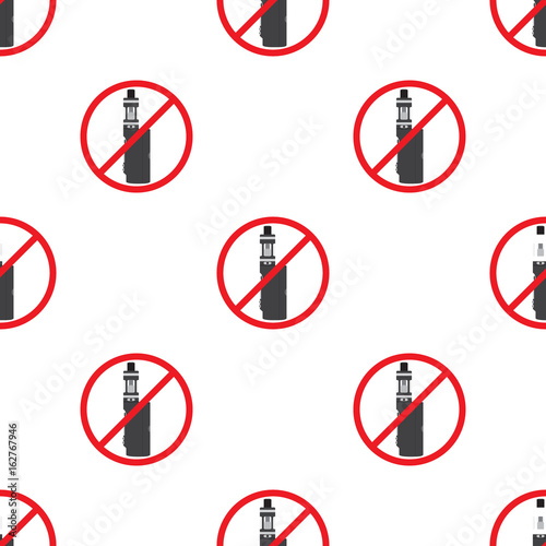 No vaping sign seamless pattern. Vape prohibited. Cartoon flat style.