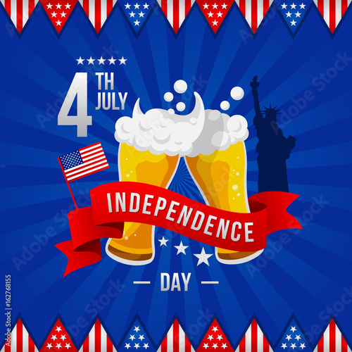 Modern Patriotic 4th Of July United States Of America Independence Day Celebration Illustration, Suitable For Social Media, Print, Background and Other Celebration Purpose