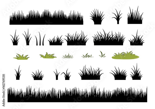 Fotografie, Obraz grass silhouettes set - vector illustration