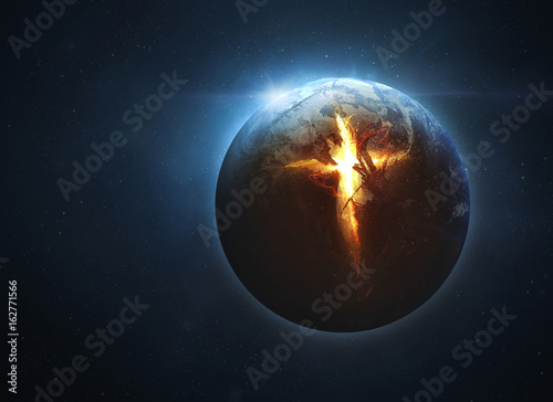 Fototapeta Naklejka Na Ścianę i Meble -  Cross coming from earth