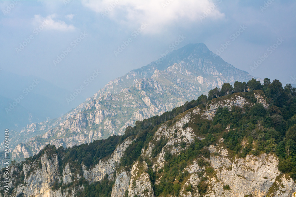 Naklejka premium View of mountain ridge from Piani D'erna, Lecco, Italy