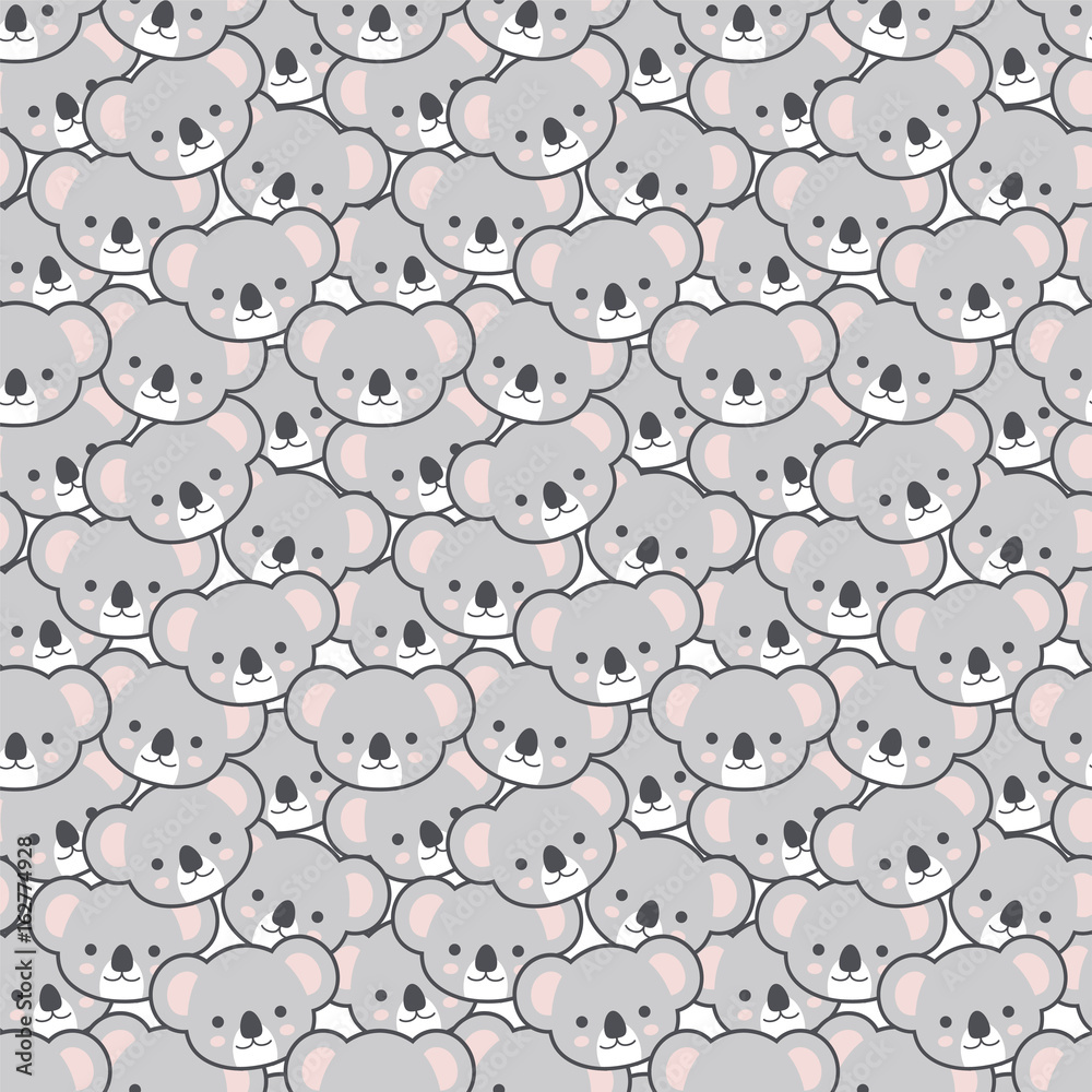 Naklejka premium Seamless Cute Cartoon Koala Pattern Vector