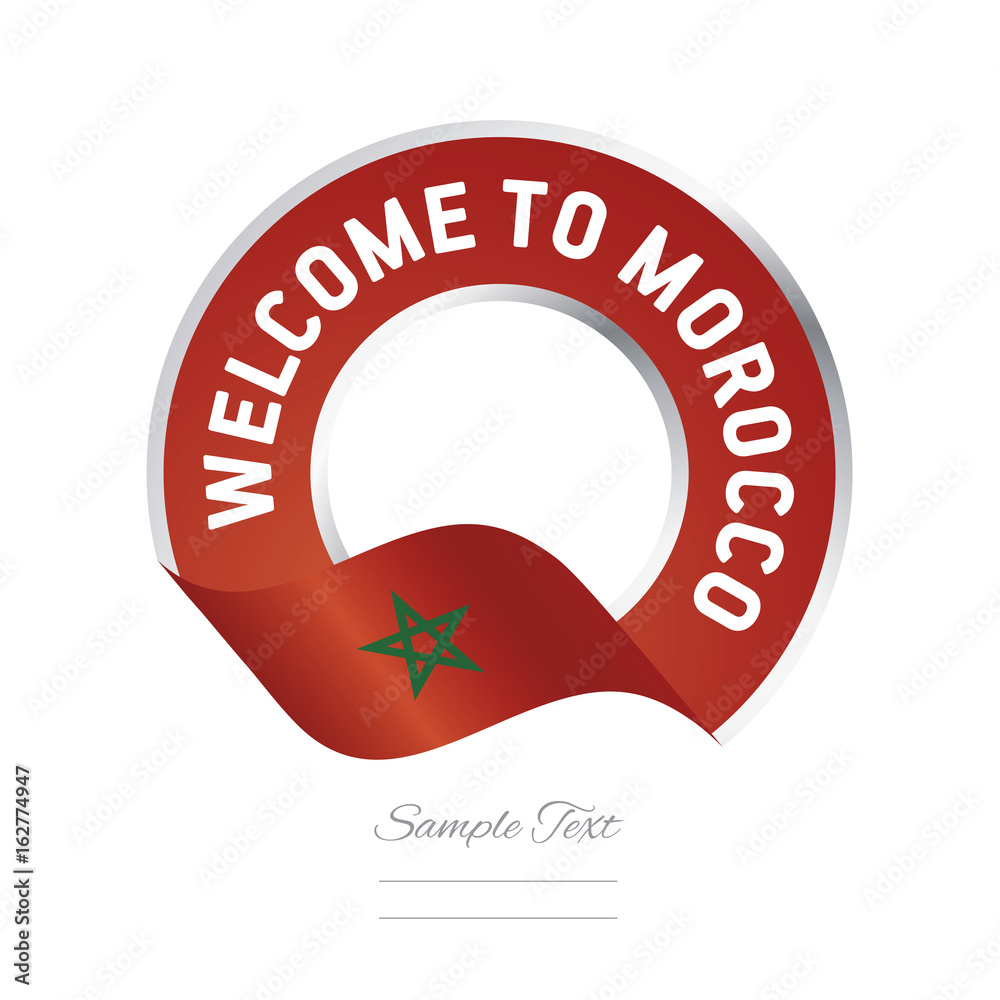 Welcome to Morocco flag red label logo icon Welcome to Morocco flag red label logo icon