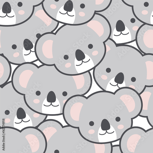 Fototapeta Naklejka Na Ścianę i Meble -  Seamless Cute Cartoon Koala Pattern Vector