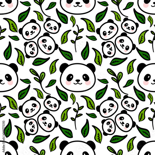 Fototapeta Naklejka Na Ścianę i Meble -  Cartoon Panda Seamless Pattern Vector