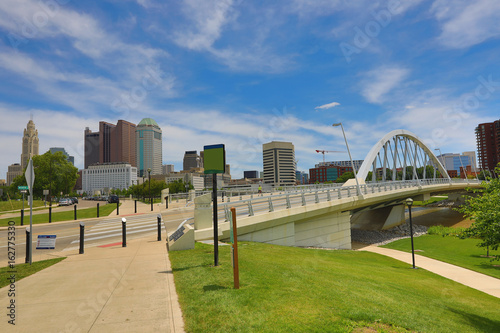 Columbus, Ohio with the Main Street Bridge in the foreground