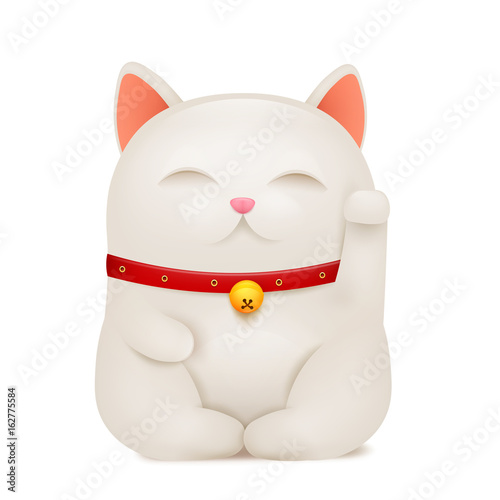 Chinese Maneki Neko lucky cat cartoon character.