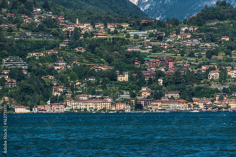 Beautiful view of picturesque Lake Como - a very popular tourist attraction. Lombardy, Italy.