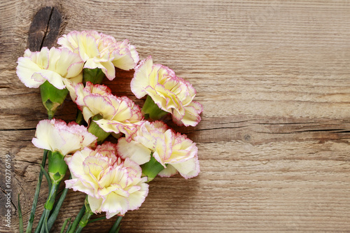 Carnation flowers on wooden background © agneskantaruk