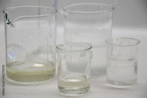 Glass beakers in a laboratory 