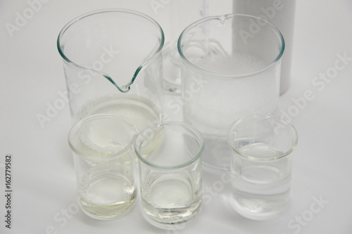 Glass beakers in a laboratory 
