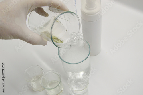 Glass beakers in a laboratory 