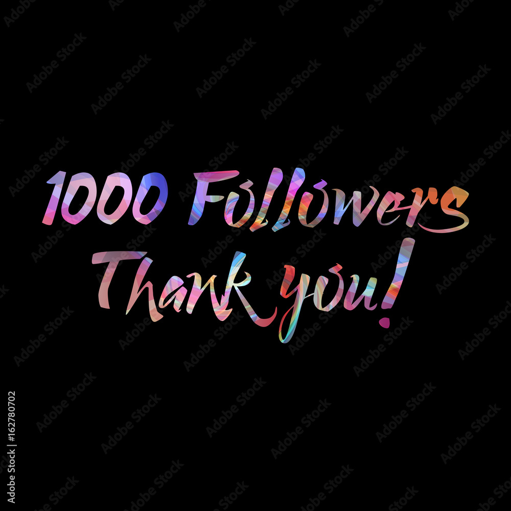 1000 followers thank you on abstract soft background, trendy colorful design, art web banner, reached an incredible amount of friends. Vector illustration