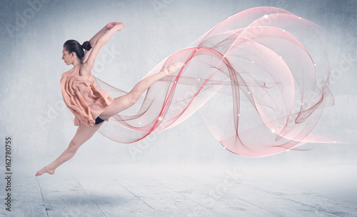 Dancing ballet performance artist with abstract swirl