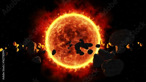 A cluster of asteroids revolving around the Sun