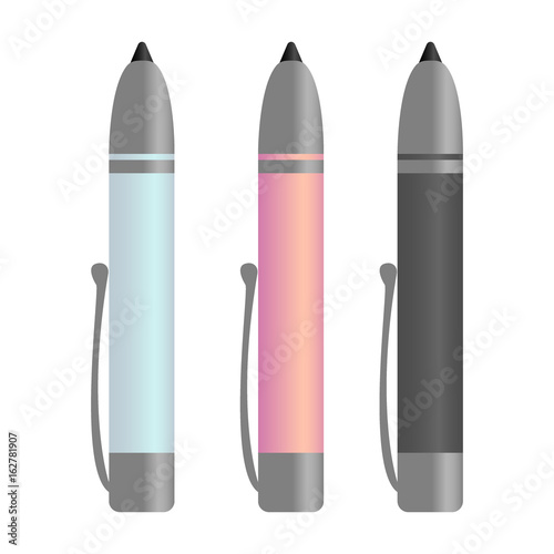 Colored plastic pens. Vector