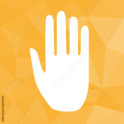 Hand Halt - Icon mit geometrischem Hintergrund gelb