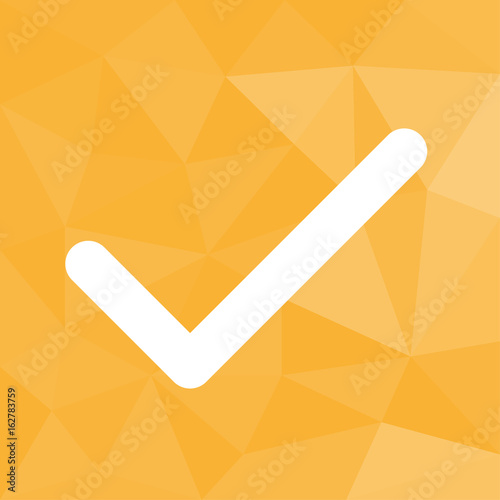 Haken - Icon mit geometrischem Hintergrund gelb