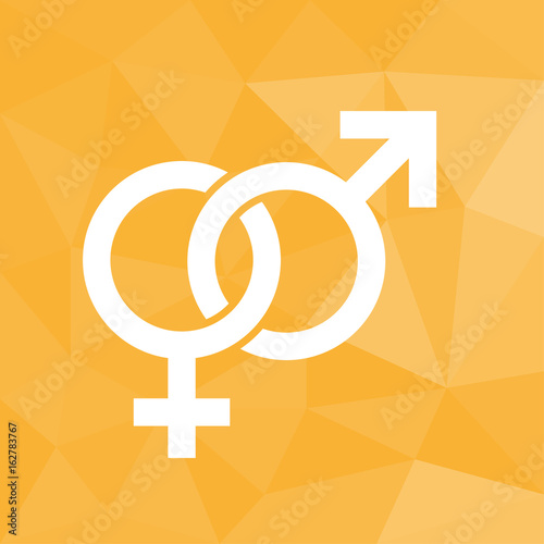 Sexualität - Icon mit geometrischem Hintergrund gelb