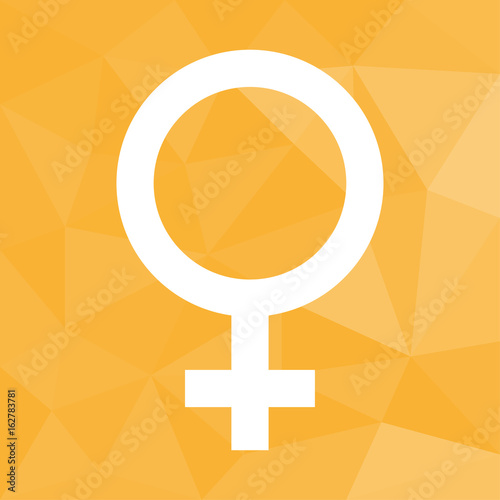 Weiblich - Icon mit geometrischem Hintergrund gelb