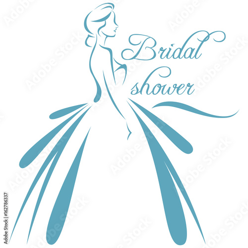 Vector illustration of a silhouette of a bride in a wedding dress