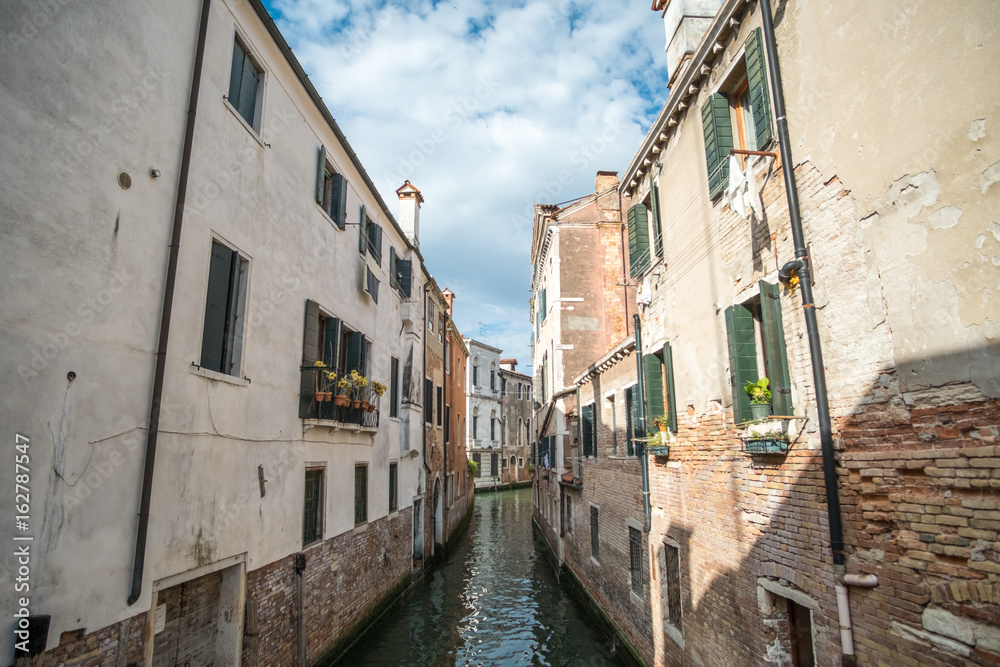 View of building along the canal in Venice.