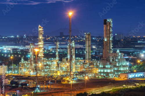 lighting in refinery plant during sunrise
