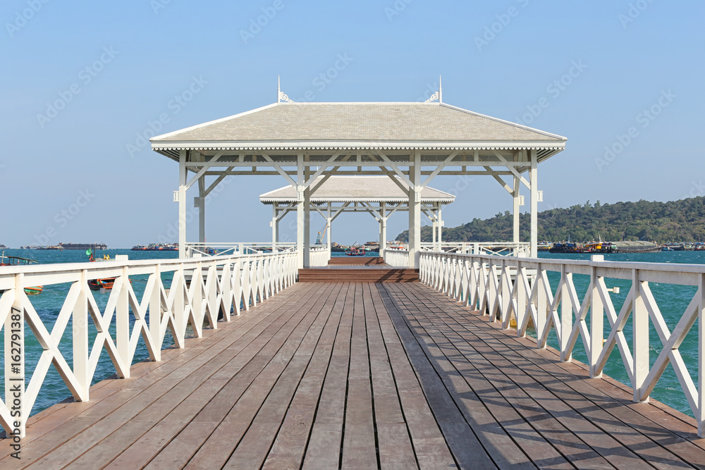 Asadang Bridge or wooden Bridge of Koh Si Chang Island.